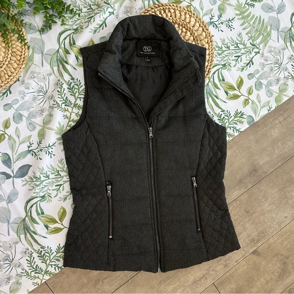 Tart Collections Women’s Herringbone Quilted Wool Blend Vest Women’s Size Small